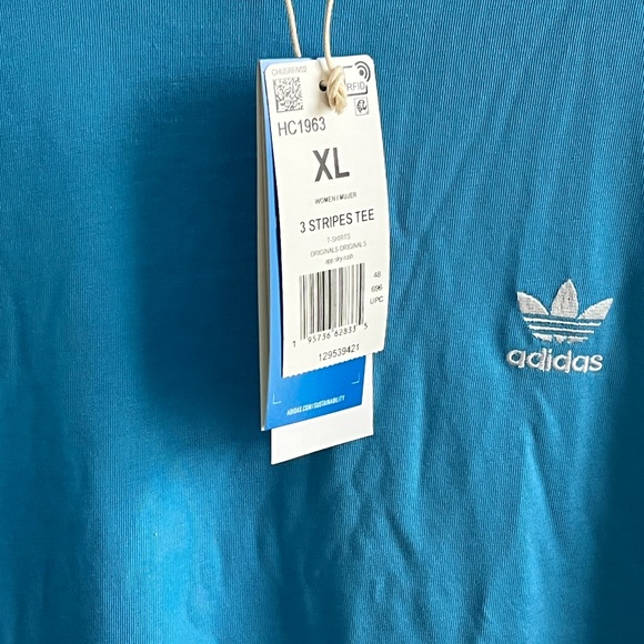 ADICOLOR CLASSIC TRACEABLE NWT AUTHENTIC APP SKY RUSH COLOR SHORT SLEEVES TOP - Picture 15 of 16